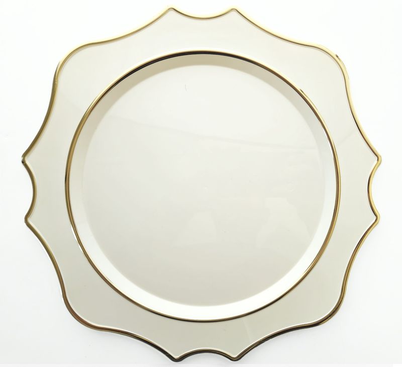 13.25'' Scalloped Charger Plate Ivory Gold