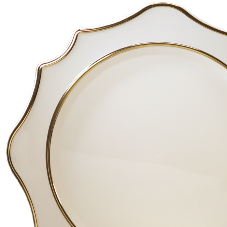 13.25'' Scalloped Charger Plate Ivory Gold