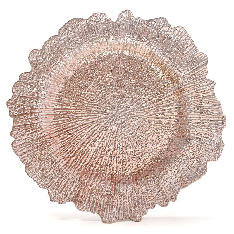 13'' Coral Design Charger Plate, Rose Gold - 20 pcs