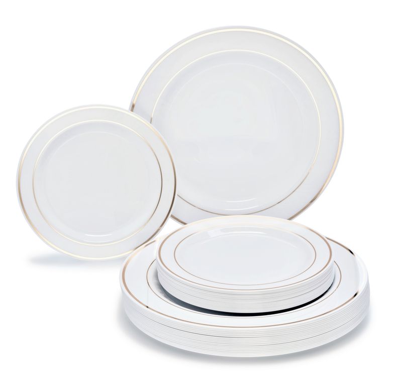 Double Rim White &amp; Gold - Gold Silverware