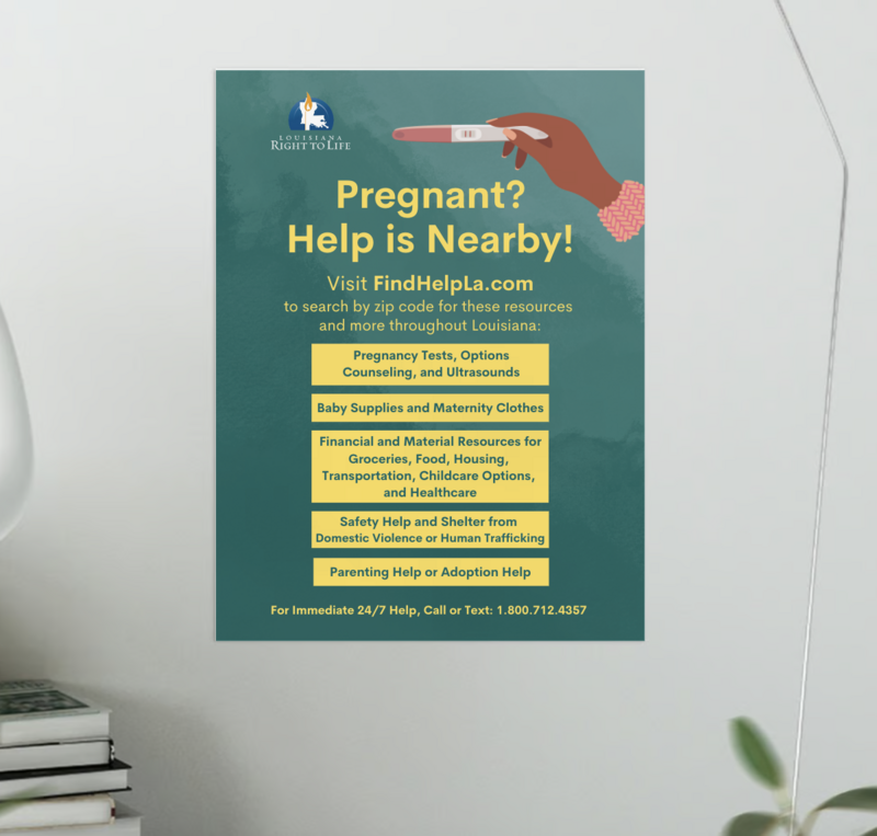 Teal "Pregnant? Help is Nearby!" Poster