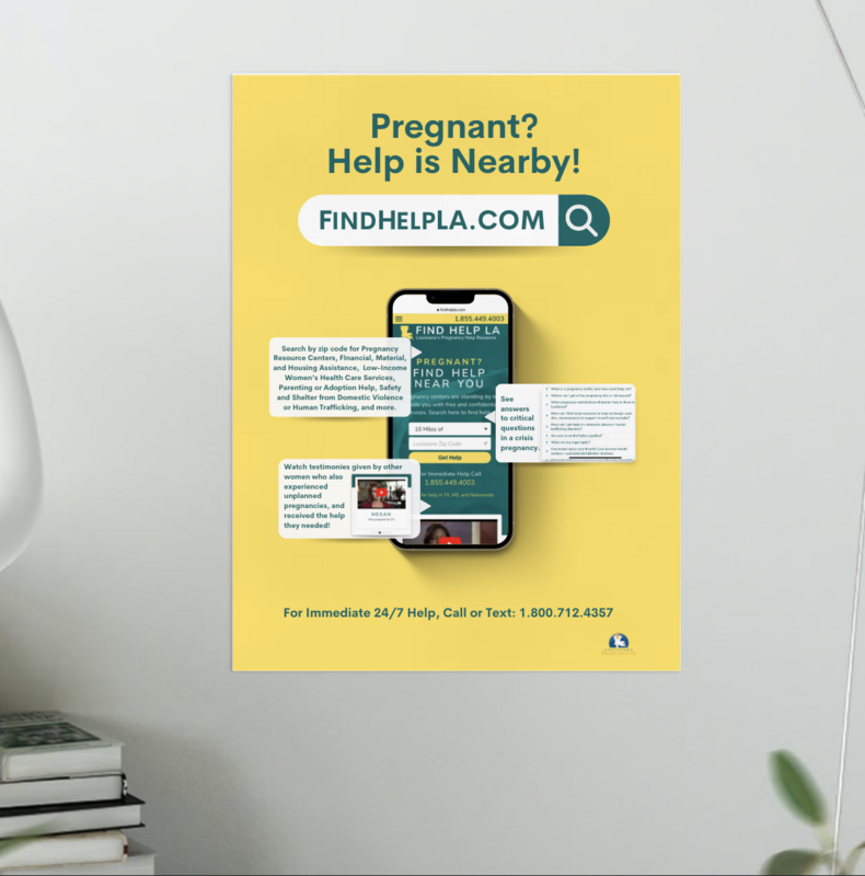 Yellow "Pregnant? Help is Nearby!" Poster