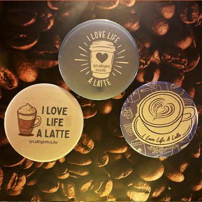 I Love Life a Latte Button Set