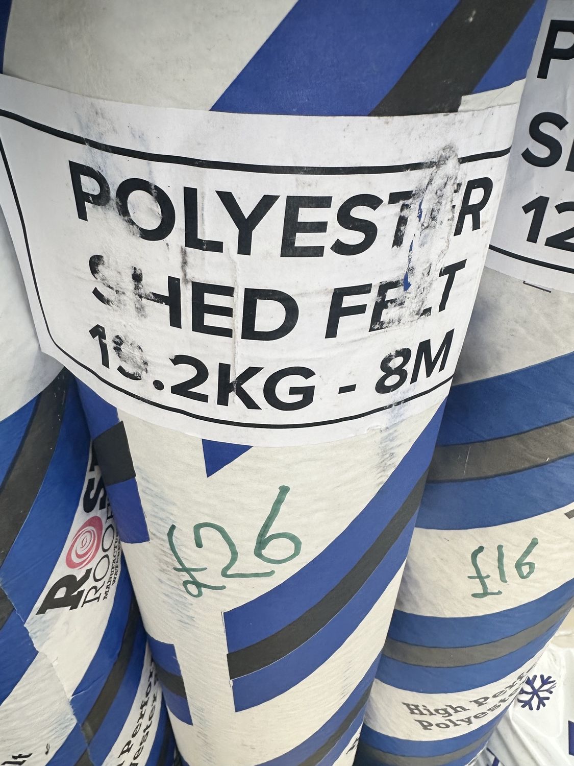 Roofing Felt Super Shed Polyester 19.2kg 8x1m Roll