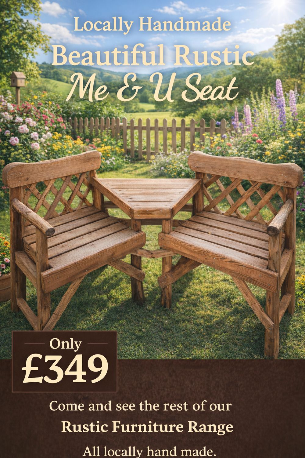 His and Hers Small Trellis Angled  Bench