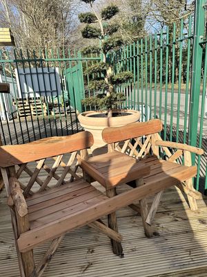 His and Hers Small Trellis Bench