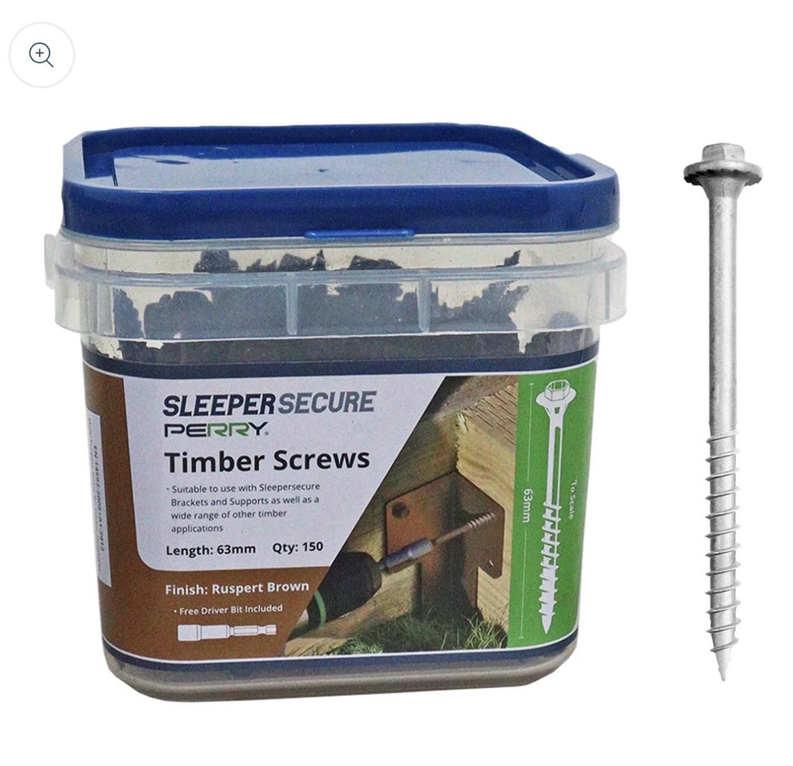 63mm Secure Sleeper Screws - Hex Head - Tub of 150
