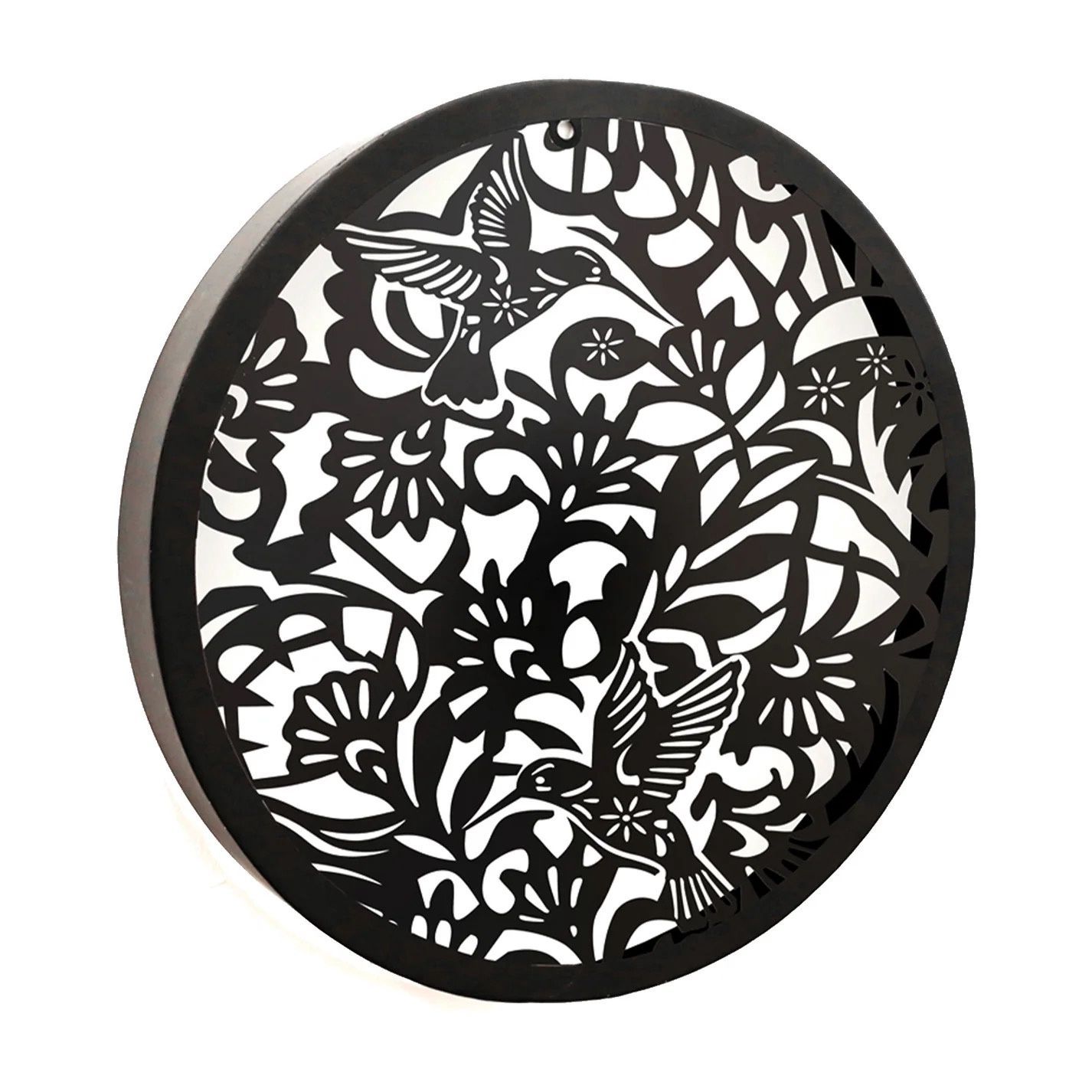 Metal Hummingbird Solar Wall Panel (Circular)