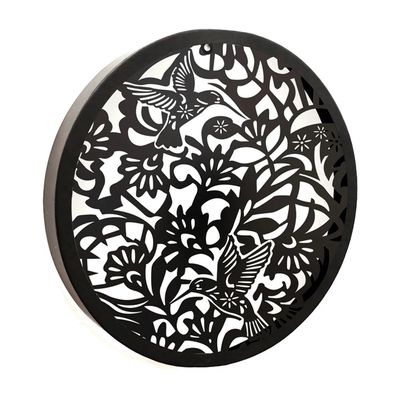 Metal Hummingbird Solar Wall Panel (Circular)
