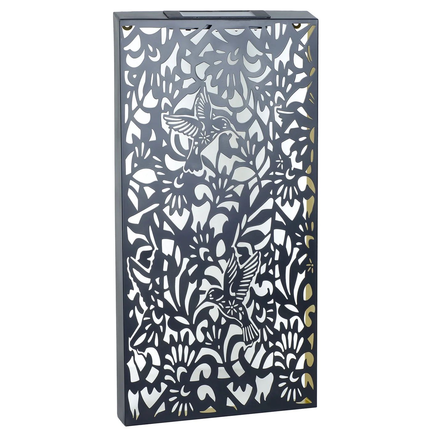 Large Metal Hummingbird Solar Wall Panel