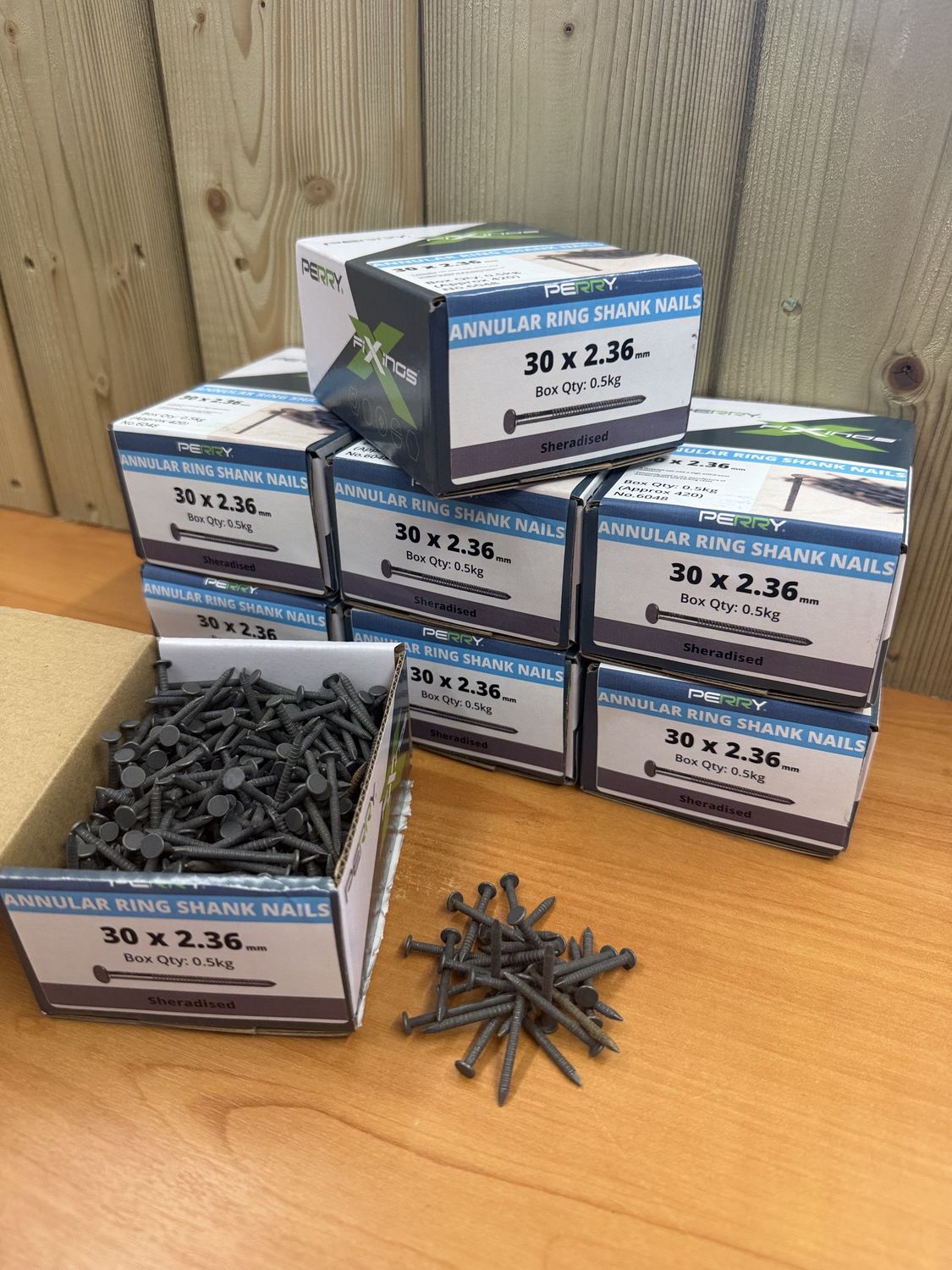 30mm x 2.36mm Annular Ring Shank Nails - 0.5kg Box