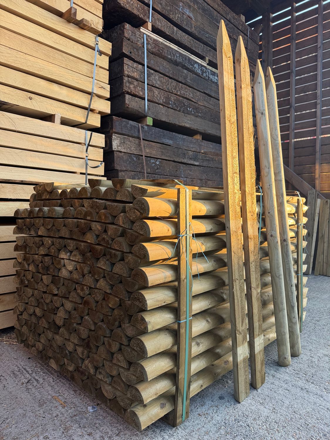 6ft (1.8m) 100mm Half Round Pointed Presure Treated Fence Post