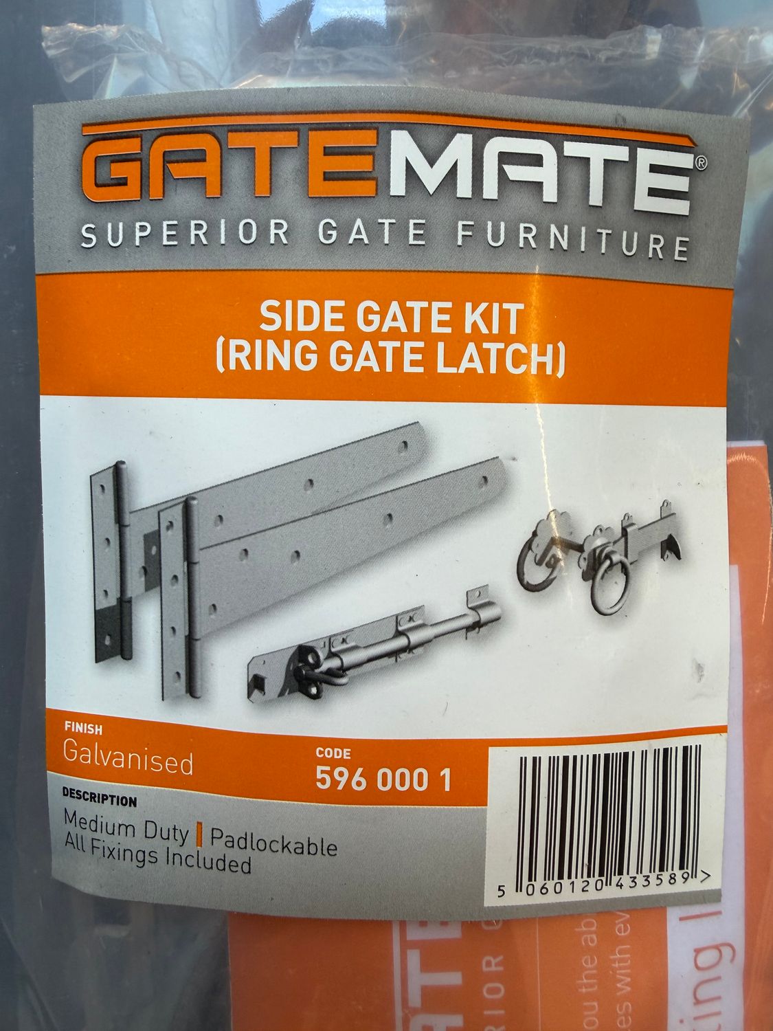 Side Gate Kit - Ring Gate Latch - Galvanised