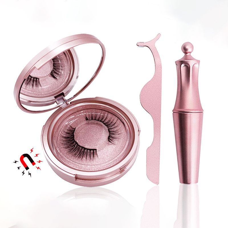 Magnetic Eyelashes 3D False Mink Eyelashes Magnetic Liquid Eyeliner Tweezer Set