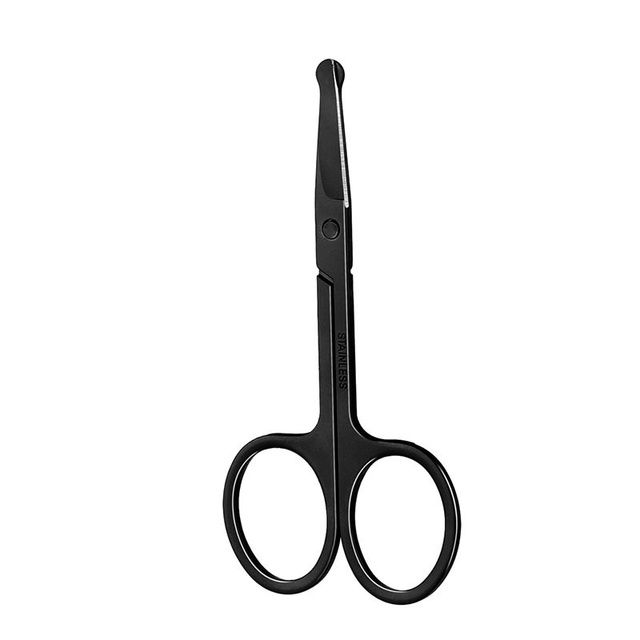 Stainless Steel Black Round Head Safety Nose Hair Scissors Trimmer