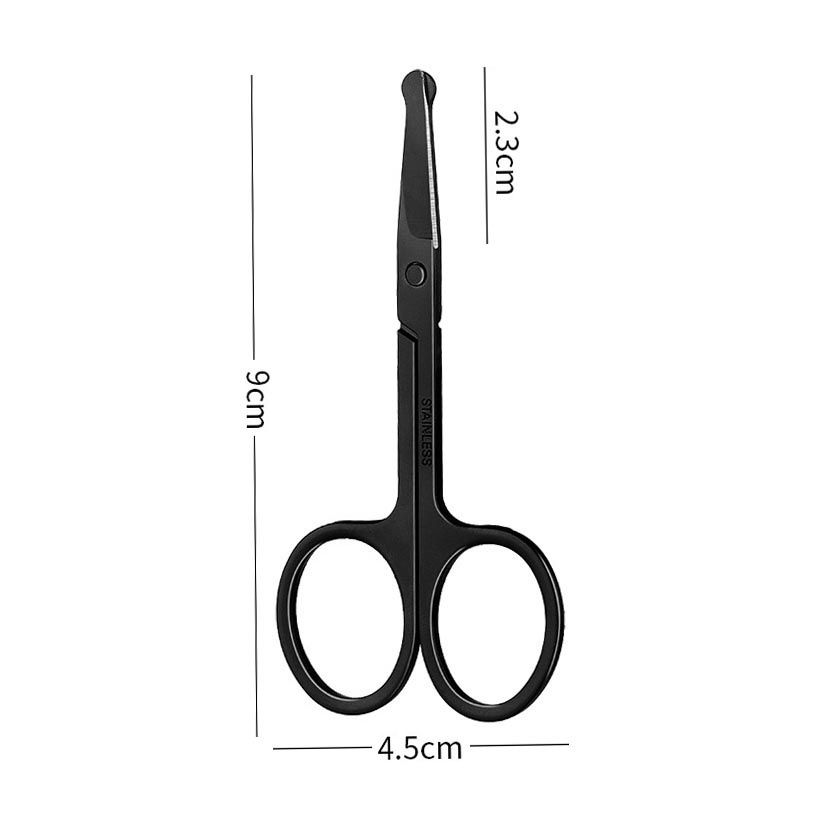 Stainless Steel Black Round Head Safety Nose Hair Scissors Trimmer