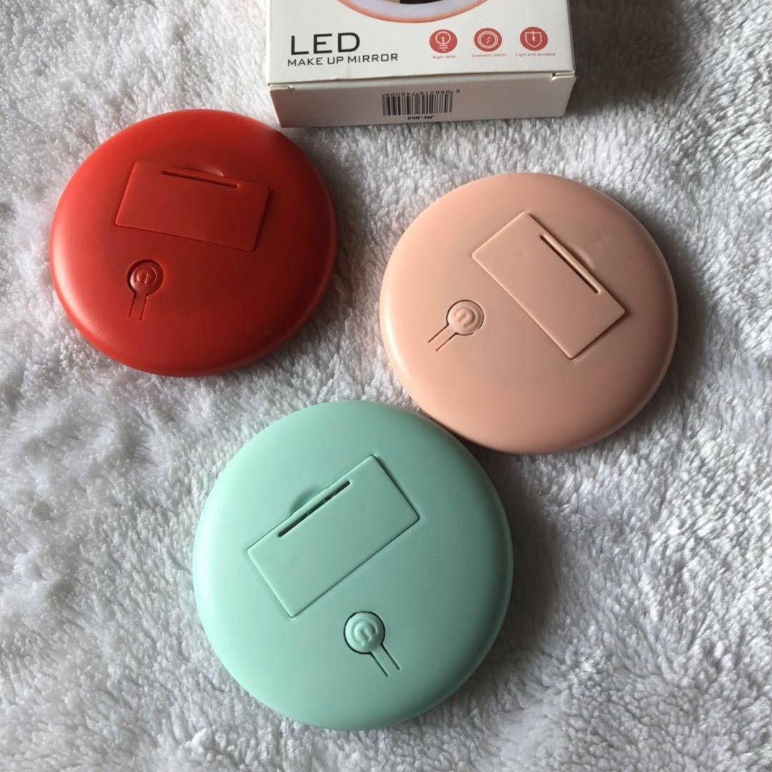 Mini Portable Round Makeup Cosmetic Mirror With LED Lights