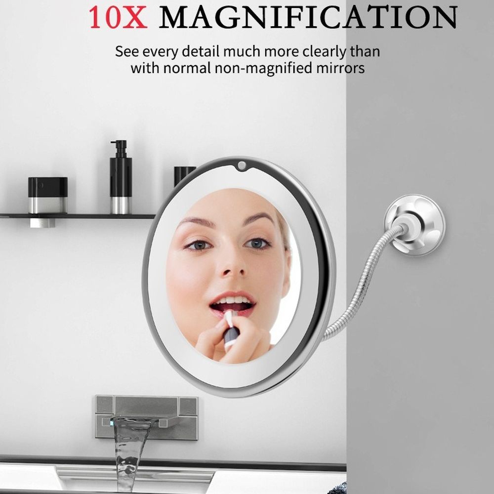 10X LED Makeup Mirror Flexible Bathroom Mirror
