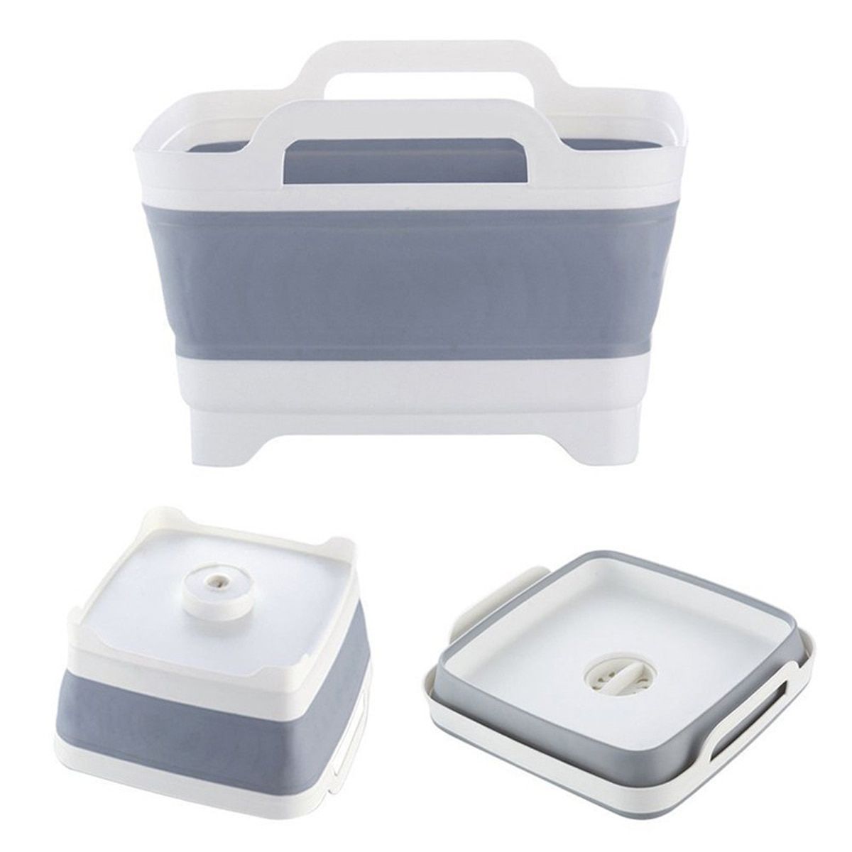 Folding Sink Silicone Dish Bathtub Collapsible With Drain Plug Carry Handles