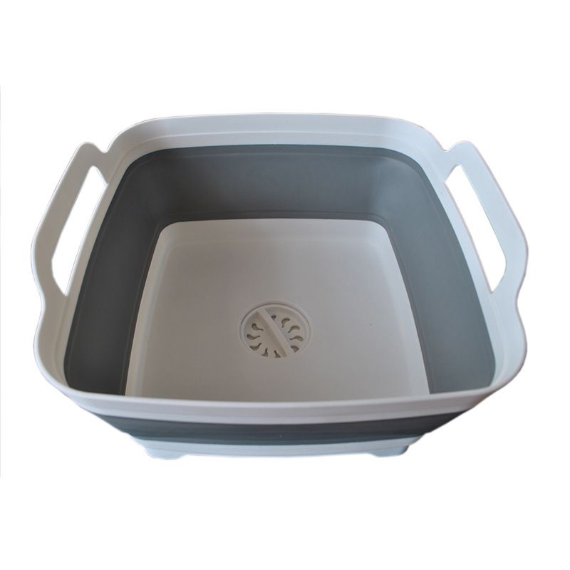 Folding Sink Silicone Dish Bathtub Collapsible With Drain Plug Carry Handles