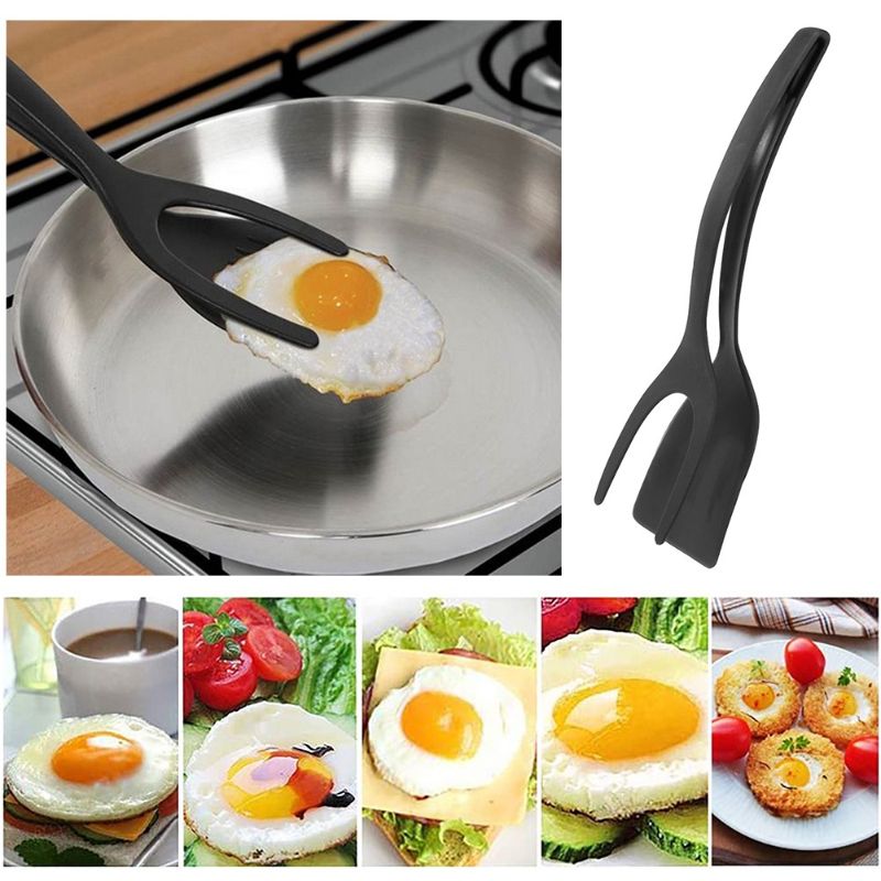 Two-in-one Spatula  Tongs Silicone Clip-on Frying  Spatula