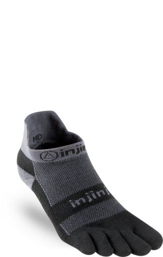 Injinji Run Midweight No-Show, Color: Black/Gray, Size: S
