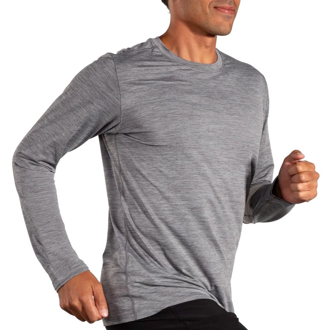 Brooks Men's Luxe Long Sleeve - Heather Charcoal