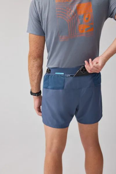 Brooks Men's Journey 5" Short - Blue Slate/Speed Logo