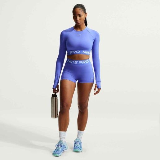 Nike Women's Pro Mid-Rise 3in Short - Sapphire/White