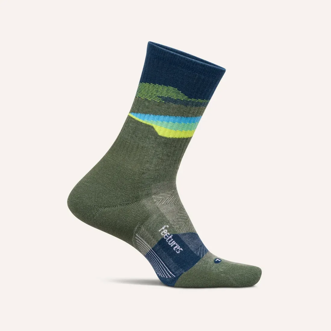 Feetures Trail Max Cushion Mini Crew - Tectonic Green