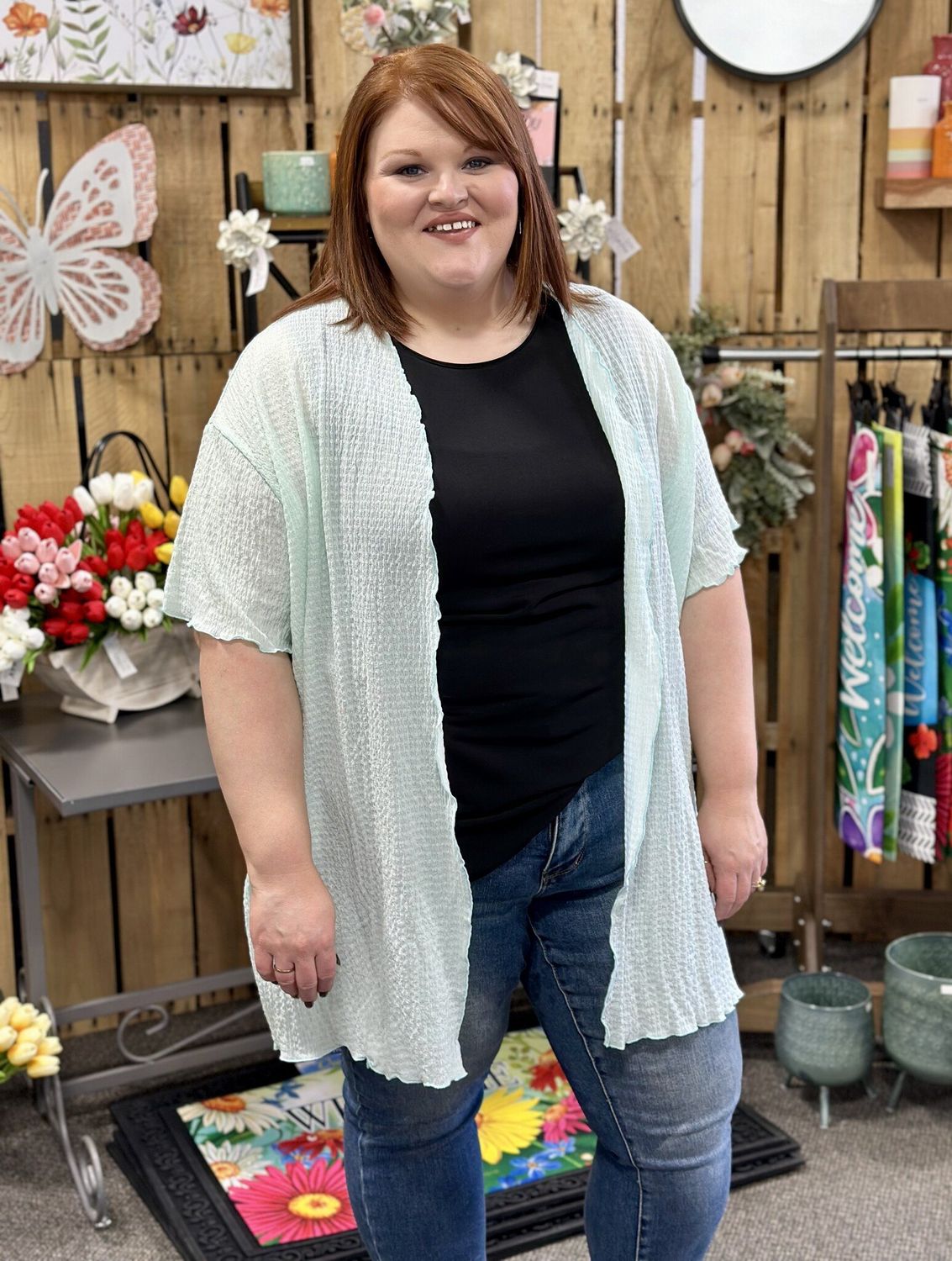 She’s On Vacay Kimono in Seafoam