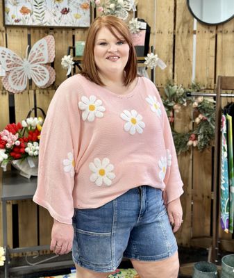 Blush Daisy Spring Sweater Top