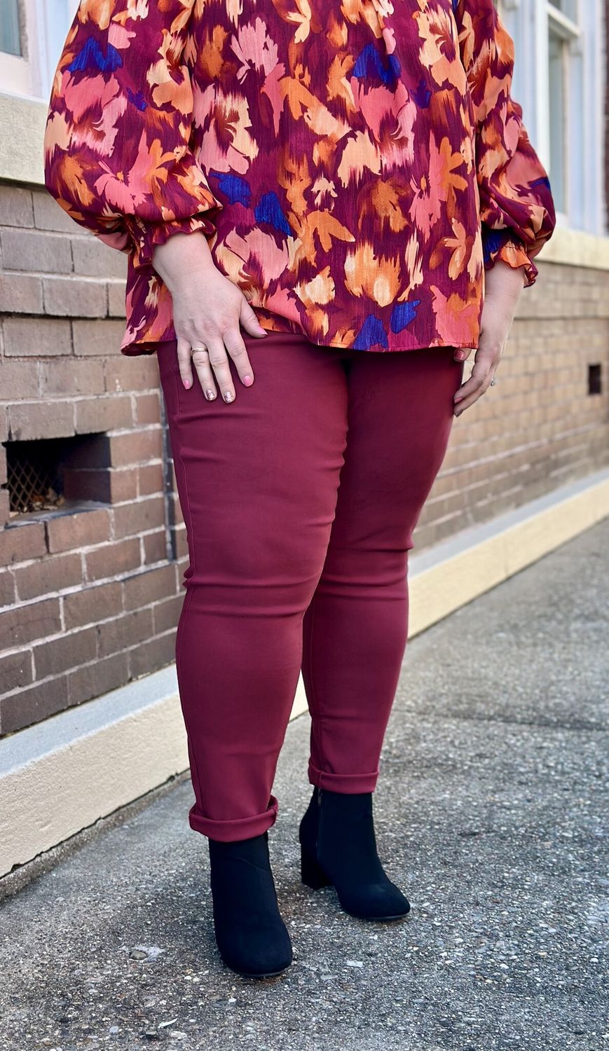 Dark Rose Hyperstretch Mid-Rise Skinny