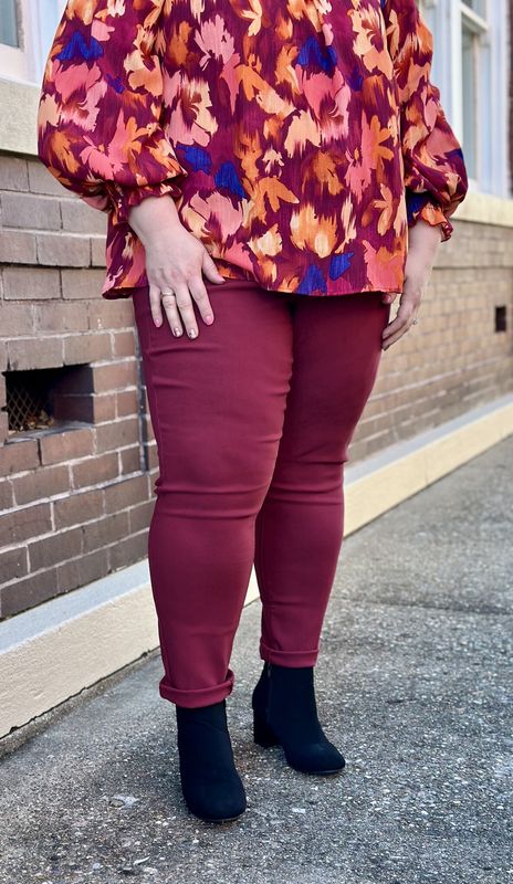 Dark Rose Hyperstretch Mid-Rise Skinny