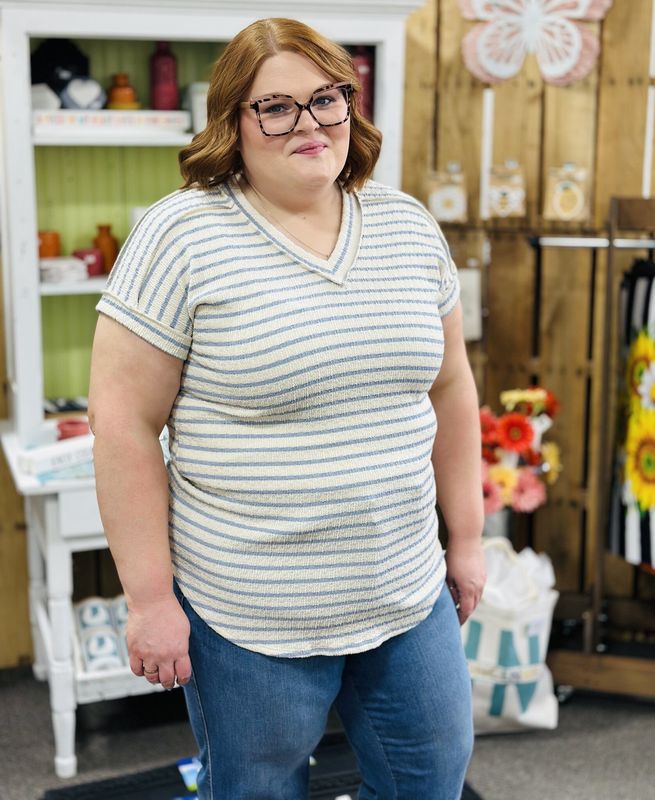 The Jackie Top in Chambray Stripe