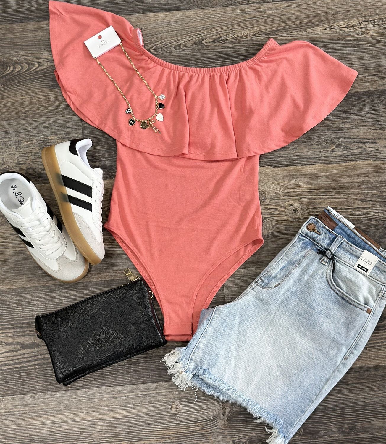 Ruffle Some Feathers Bodysuit in Coral