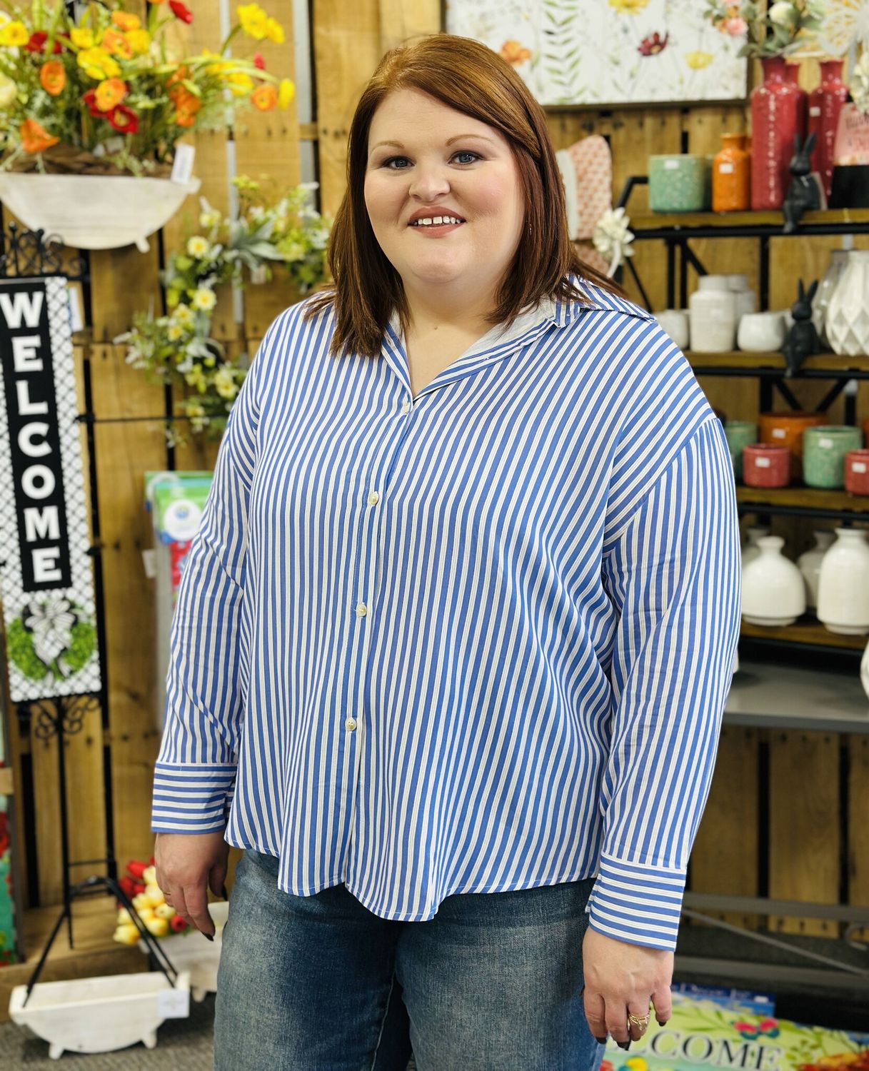 Country Club Button Up in Blue