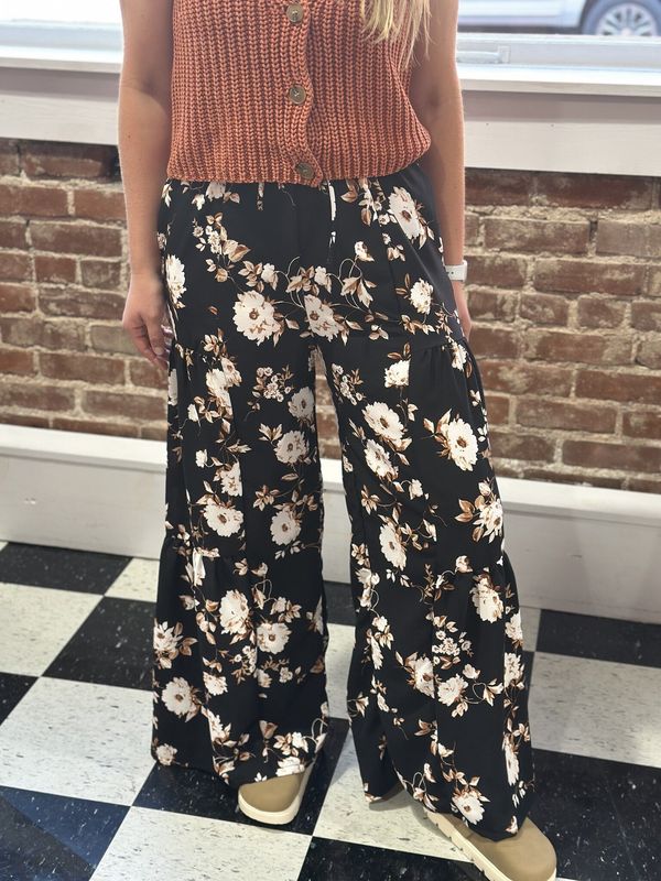 Wide Leg Floral Pants