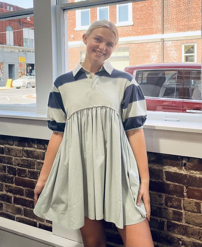 The Varsity Babydoll Block Dress