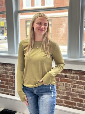 Olive Ribbed Long Sleeve Top Olive Ribbed Long Sleeve Top