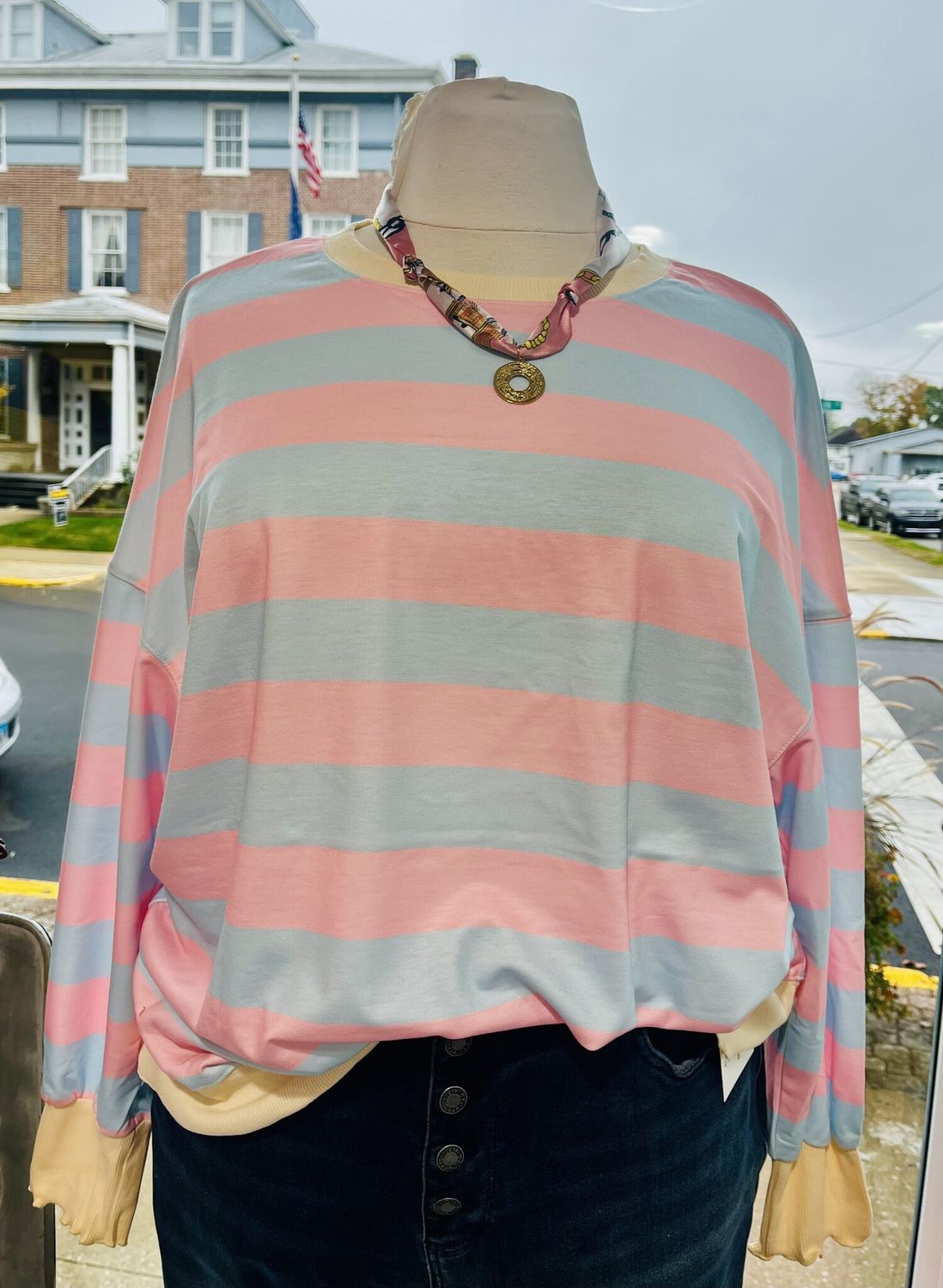 Pink/Blue Striped Pullover