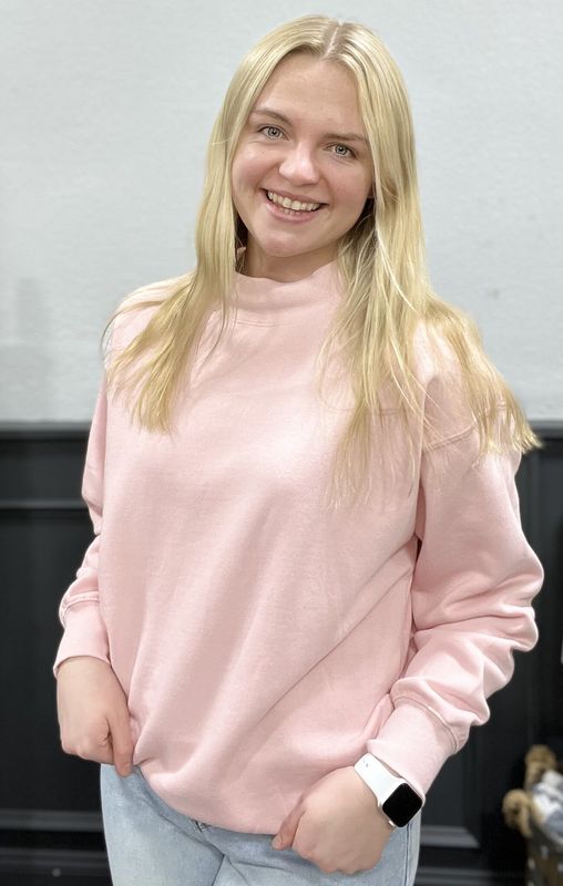 Mock Neck Pullover in Pink