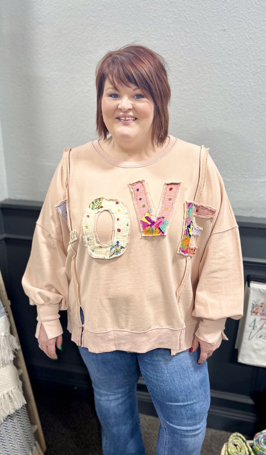 Patchwork Love Pullover in Blush