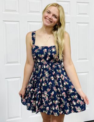 Navy Floral Tiered Dress Navy Floral Tiered Dress