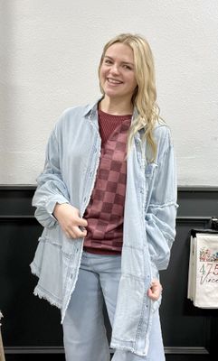 Light Denim Tunic Button Up Top