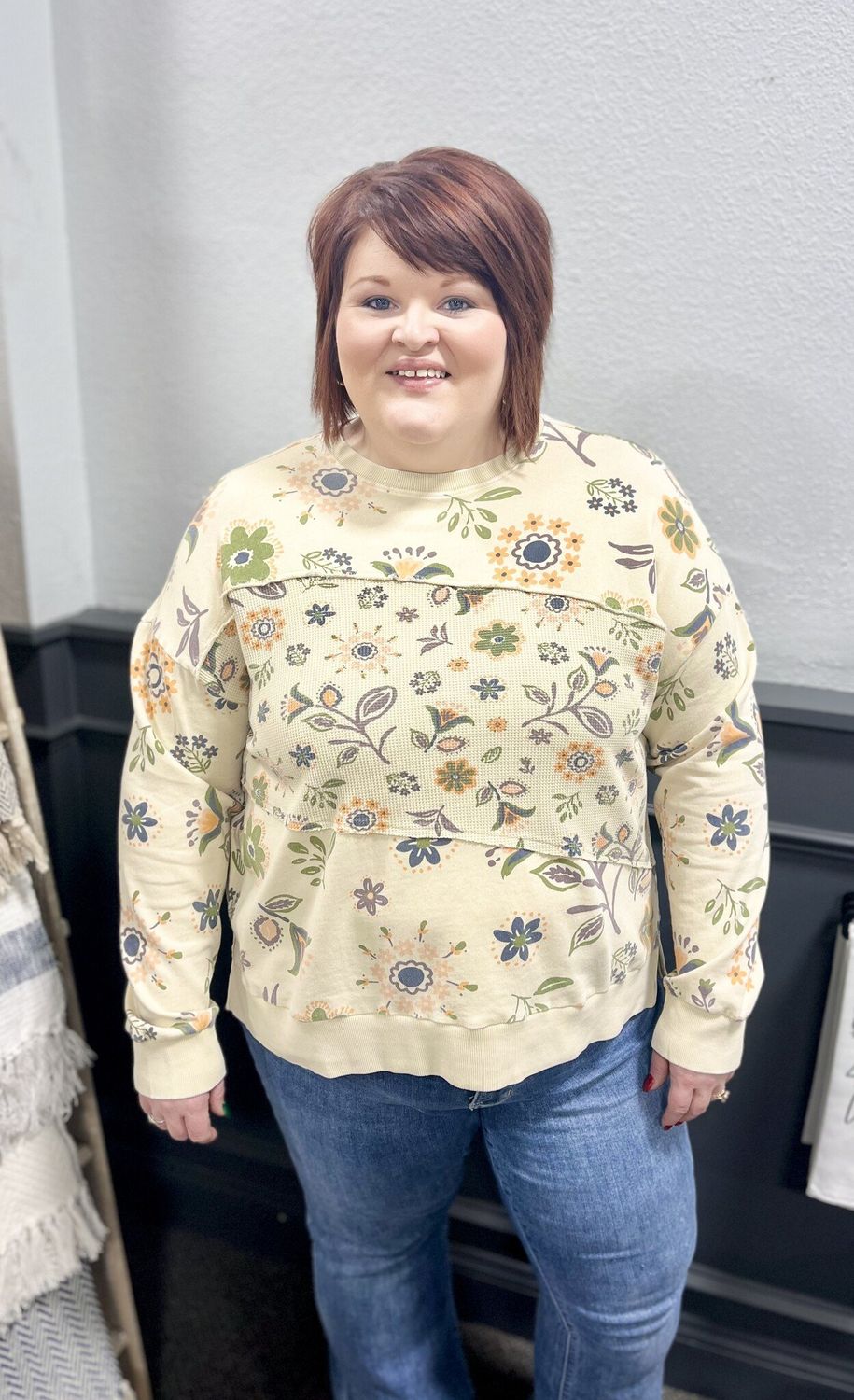 Mineral Washed Floral Pullover