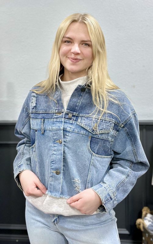 Two Tone Patchwork Denim Jacket