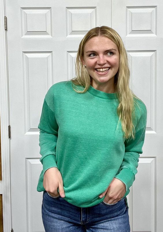 Comfy Round Here Pullover in Island Green