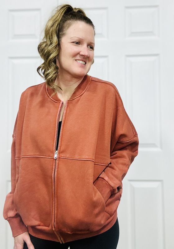 Rust Mineral Wash Bomber Jacket