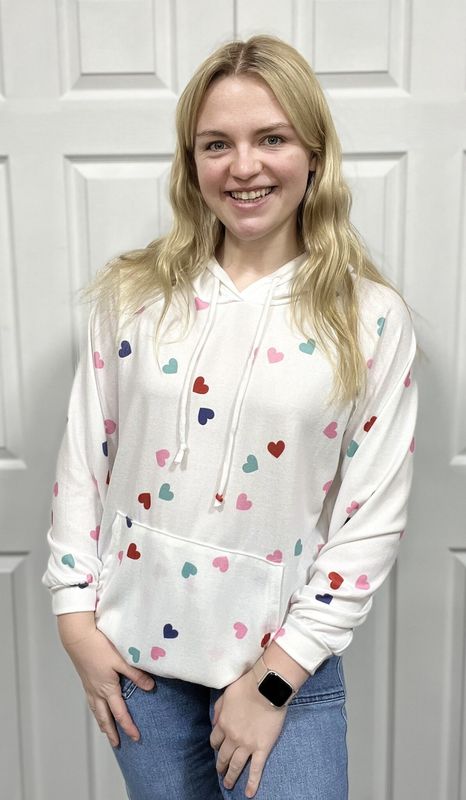 Ivory Heart Hooded Top